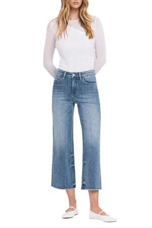 Vervet Denim - Super High Rise Raw Hem Wide Leg Jeans - V3541