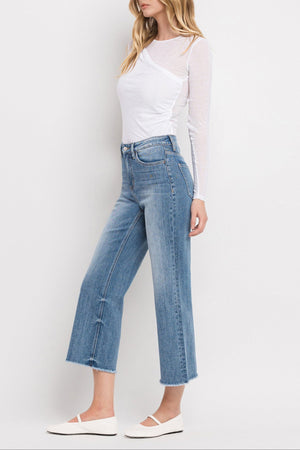 Vervet Denim - Super High Rise Raw Hem Wide Leg Jeans - V3541