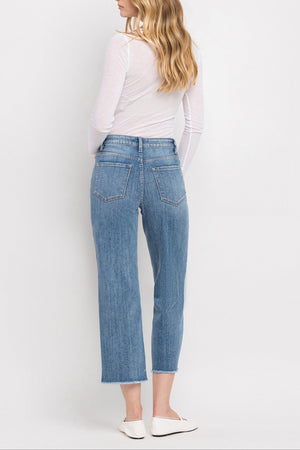 Vervet Denim - Super High Rise Raw Hem Wide Leg Jeans - V3541