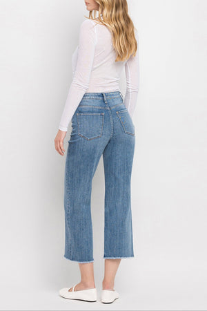 Vervet Denim - Super High Rise Raw Hem Wide Leg Jeans - V3541