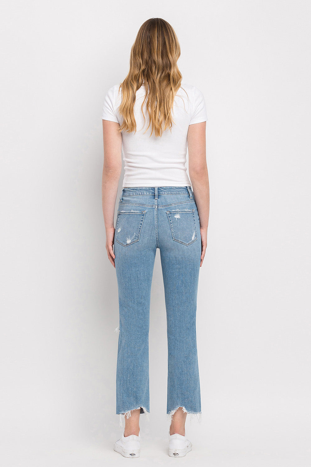 Flying Monkey - High Rise Clean Cut & Fray Hem Detail Crop Straight Jeans - Y3118 - SaltTree