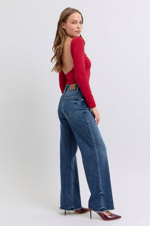 Judy Blue Full Size Raw Hem Mid Rise Jeans - 82640TD