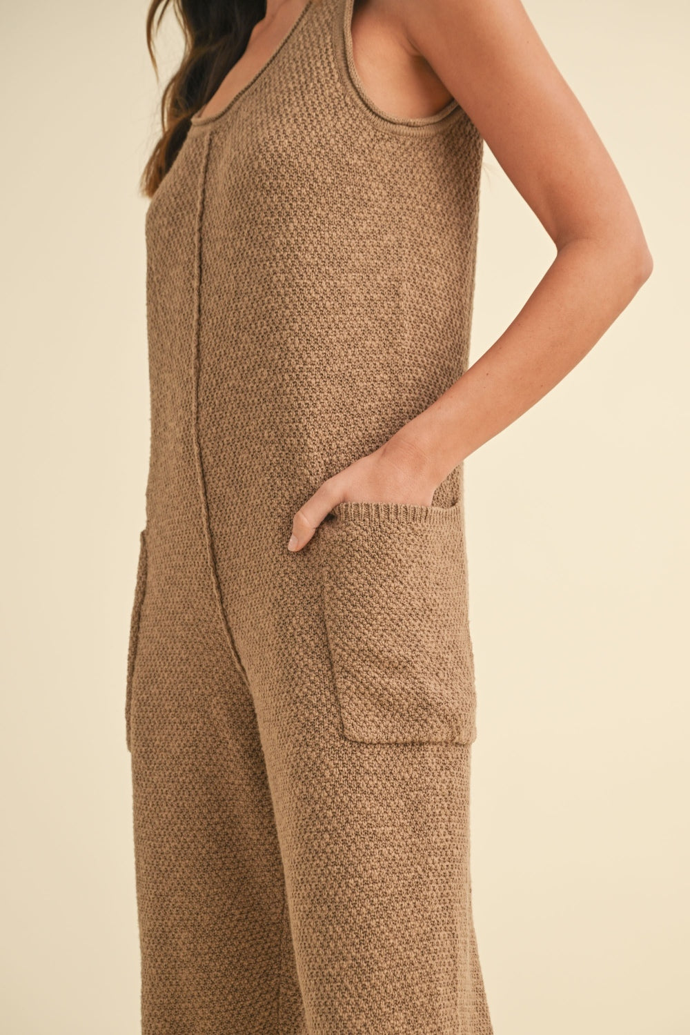 MABLE Sleeveless Knit Crop Jumpsuit with Pockets - SaltTree