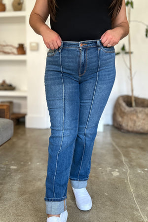 Judy Blue Full Size High Waist Front Seam Detail Straight Jeans - SaltTree