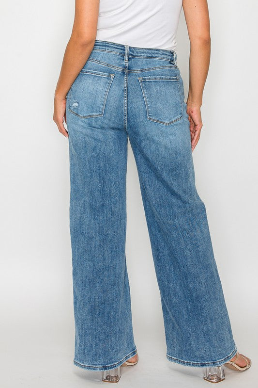 bytos Full Size High Rise Wide Leg Jeans with Pockets - SaltTree