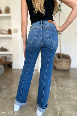 Judy Blue Full Size High Waist Front Seam Detail Straight Jeans - SaltTree