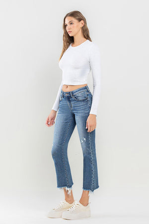 Lovervet Mid Rise Frayed Hem Jeans - SaltTree