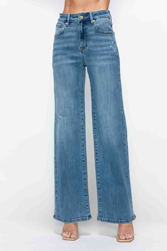bytos Full Size High Rise Wide Leg Jeans with Pockets - SaltTree