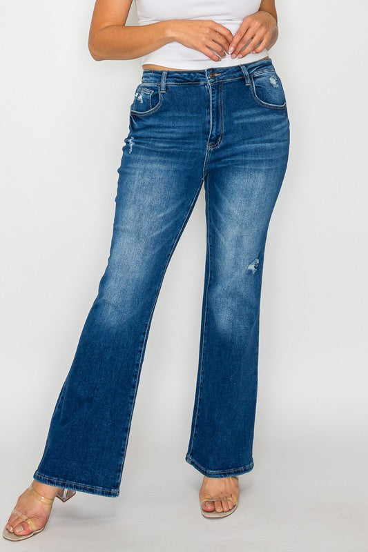 bytos Full Size High Rise Bootcut Jeans with Pockets - SaltTree