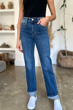 Judy Blue Full Size High Waist Front Seam Detail Straight Jeans - SaltTree