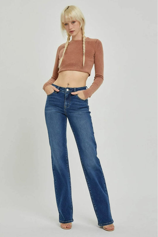 Risen Jeans - Mid Rise Long Straight Jeans - RDP5509