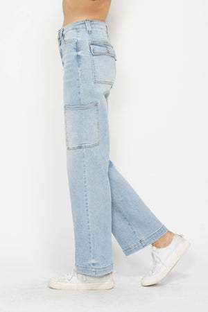 Judy Blue Full Size High Waist Straight Cargo Jeans - 88924TD