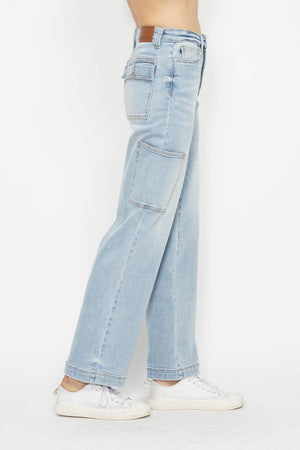 Judy Blue Full Size High Waist Straight Cargo Jeans - 88924TD