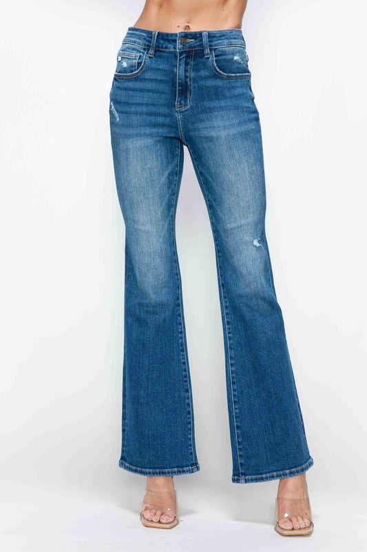 bytos Full Size High Rise Bootcut Jeans with Pockets SaltTree