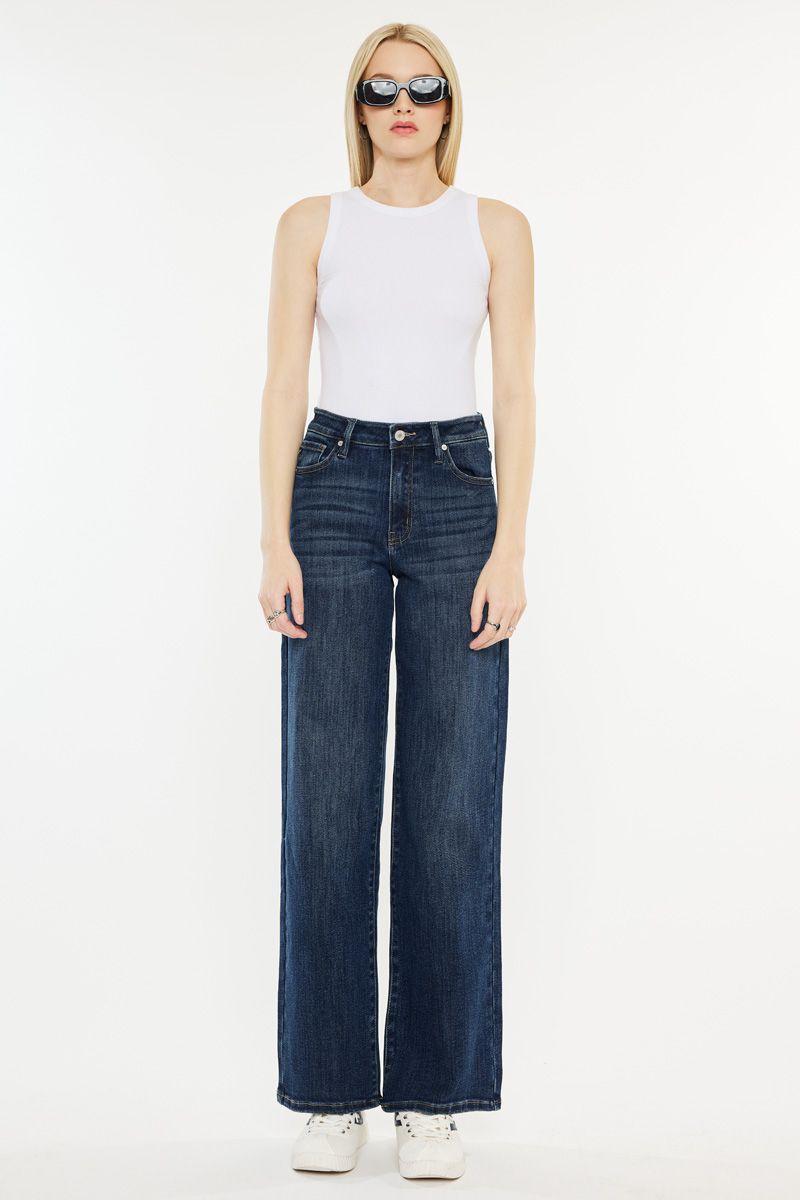 Kancan - Samia High Rise Wide Leg Jeans - Essential, kc20030D - SaltTree