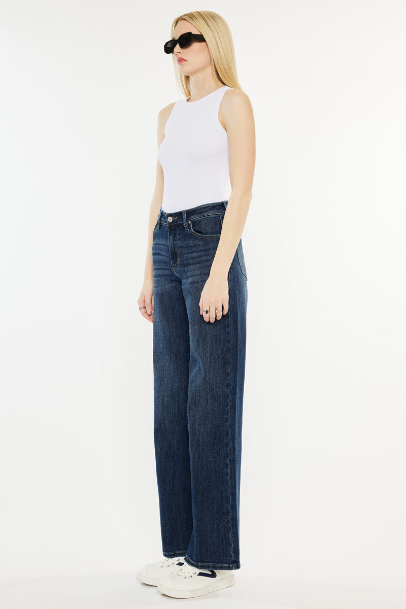 Kancan - Samia High Rise Wide Leg Jeans - Essential, kc20030D - SaltTree