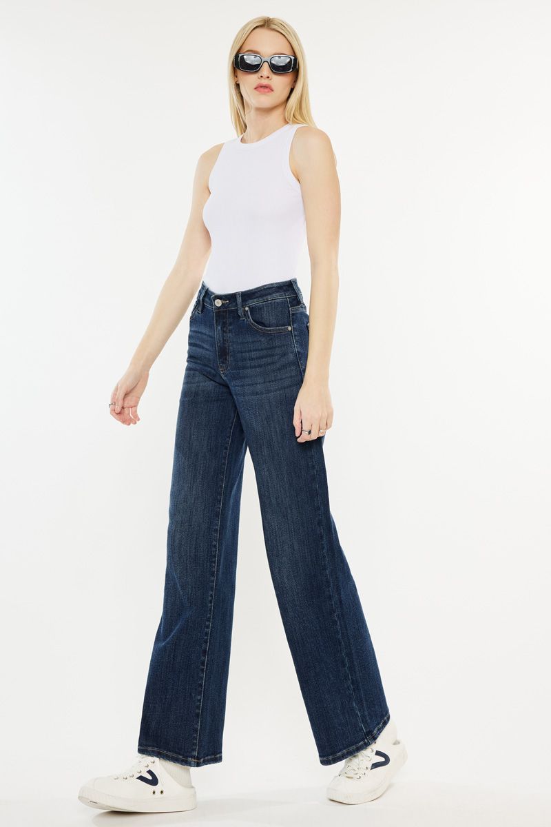 Kancan - Samia High Rise Wide Leg Jeans - Essential, kc20030D - SaltTree