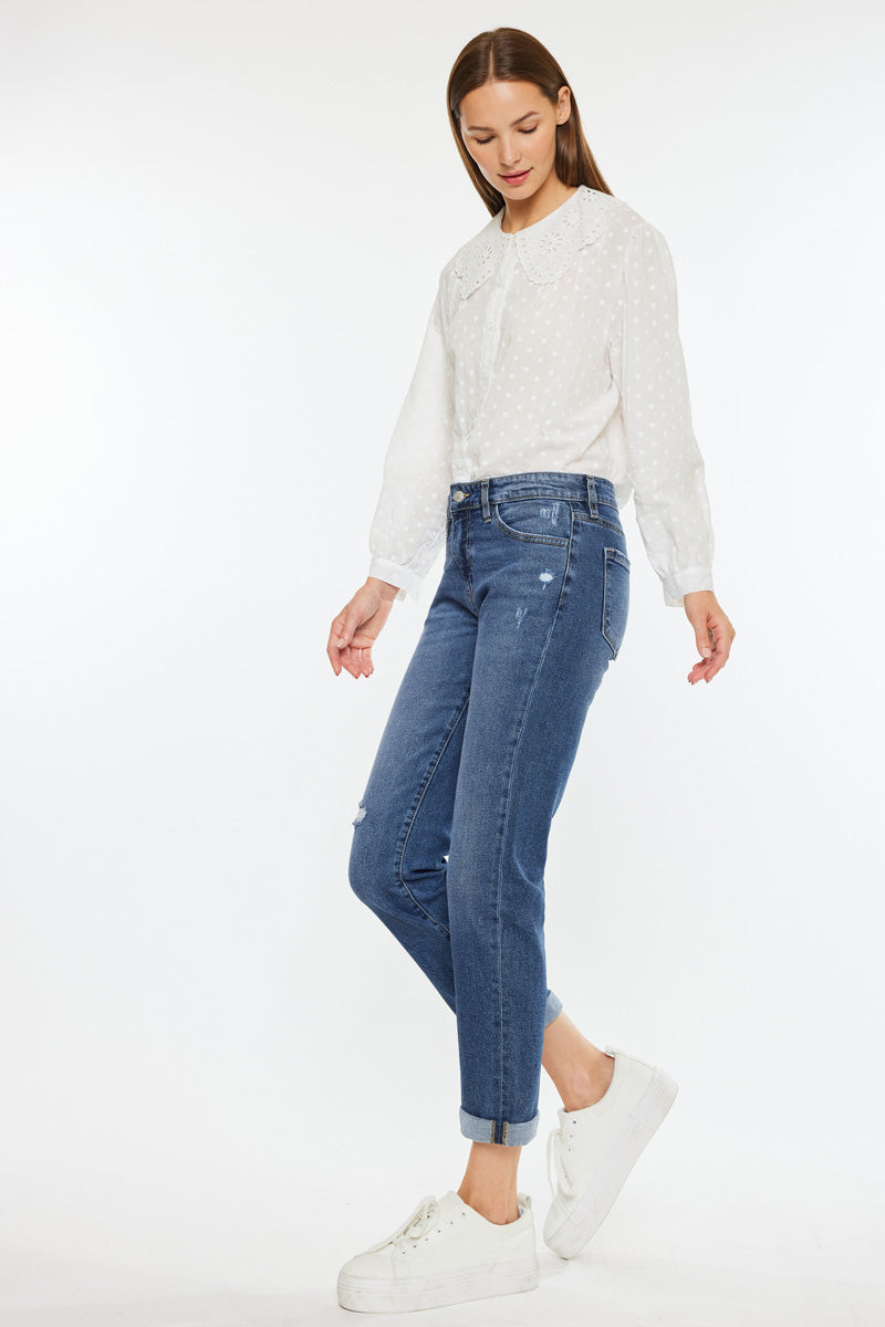Kancan - Pamela Mid Rise Slim Straight Jean - Essential, KC20055D - SaltTree