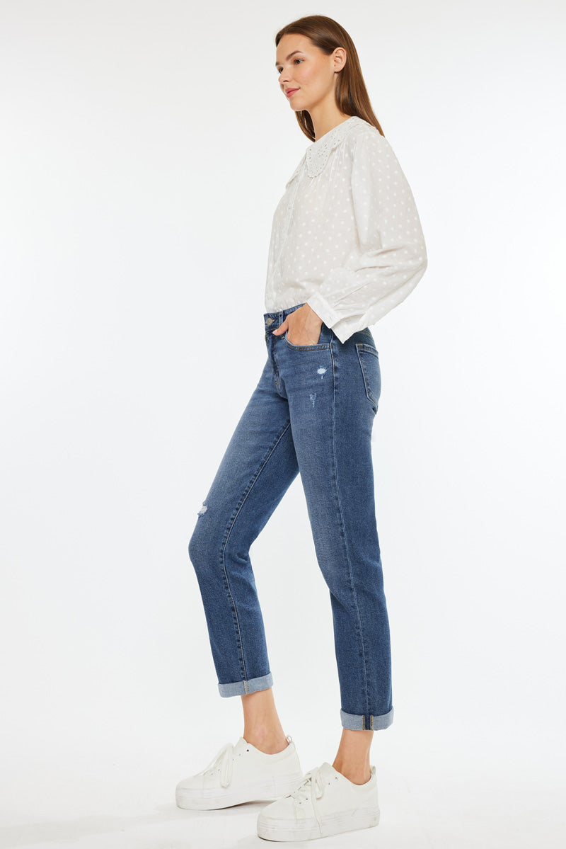 Kancan - Pamela Mid Rise Slim Straight Jean - Essential, KC20055D - SaltTree