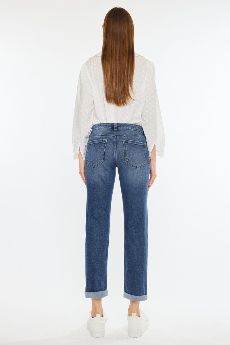 Kancan - Pamela Mid Rise Slim Straight Jean - Essential, KC20055D - SaltTree