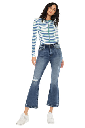 Miley High Rise Cropped Flare Jeans - Essential, KC20057D