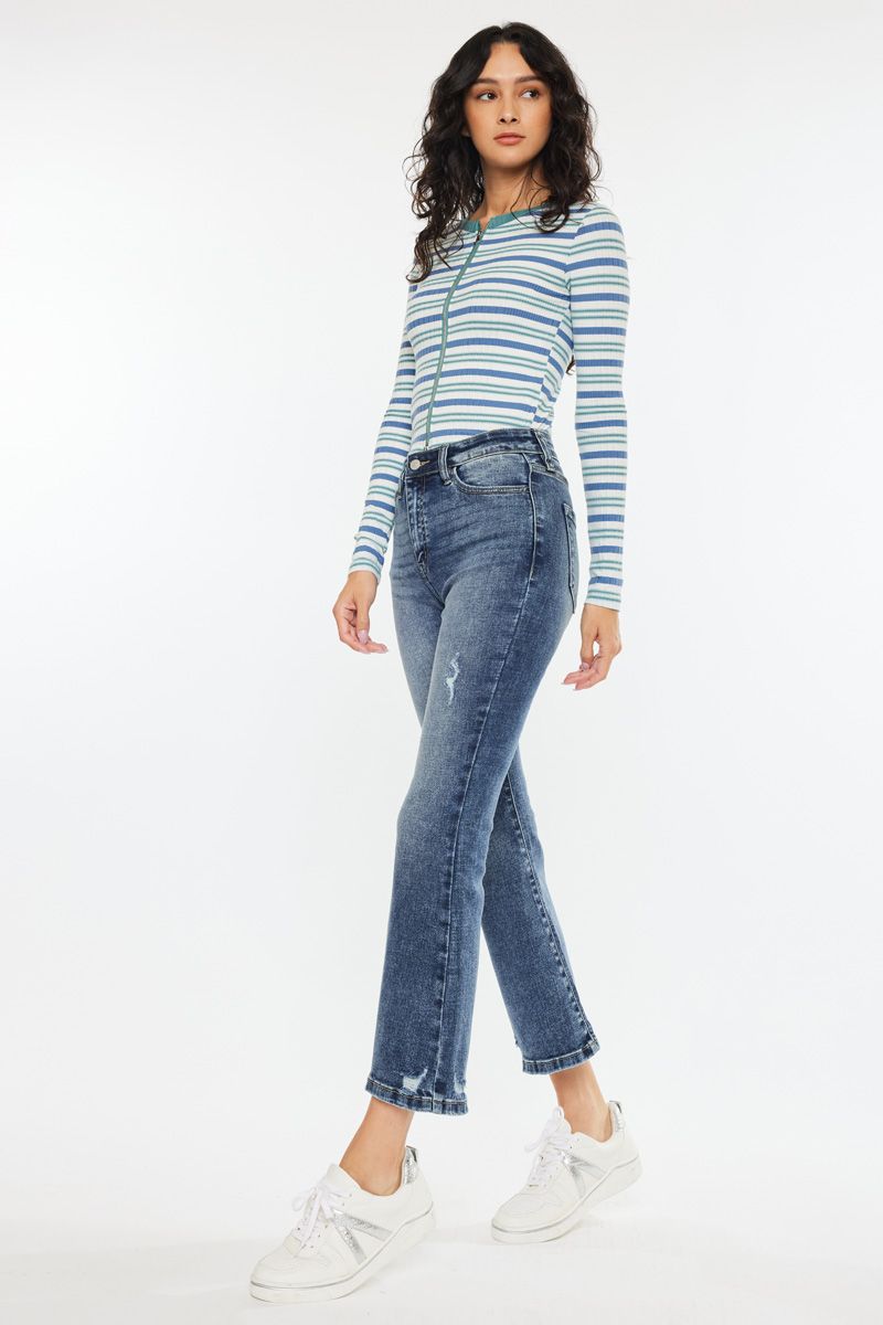Miley High Rise Cropped Flare Jeans - Essential, KC20057D - SaltTree