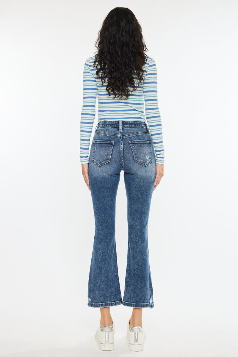 Miley High Rise Cropped Flare Jeans - Essential, KC20057D - SaltTree