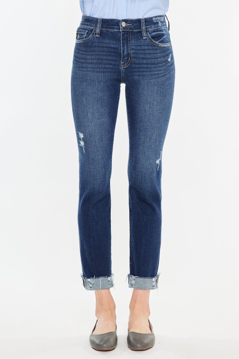 Kancan - Emely Mid Rise Slim Straight Leg Jeans - Essential, KC20062D - SaltTree