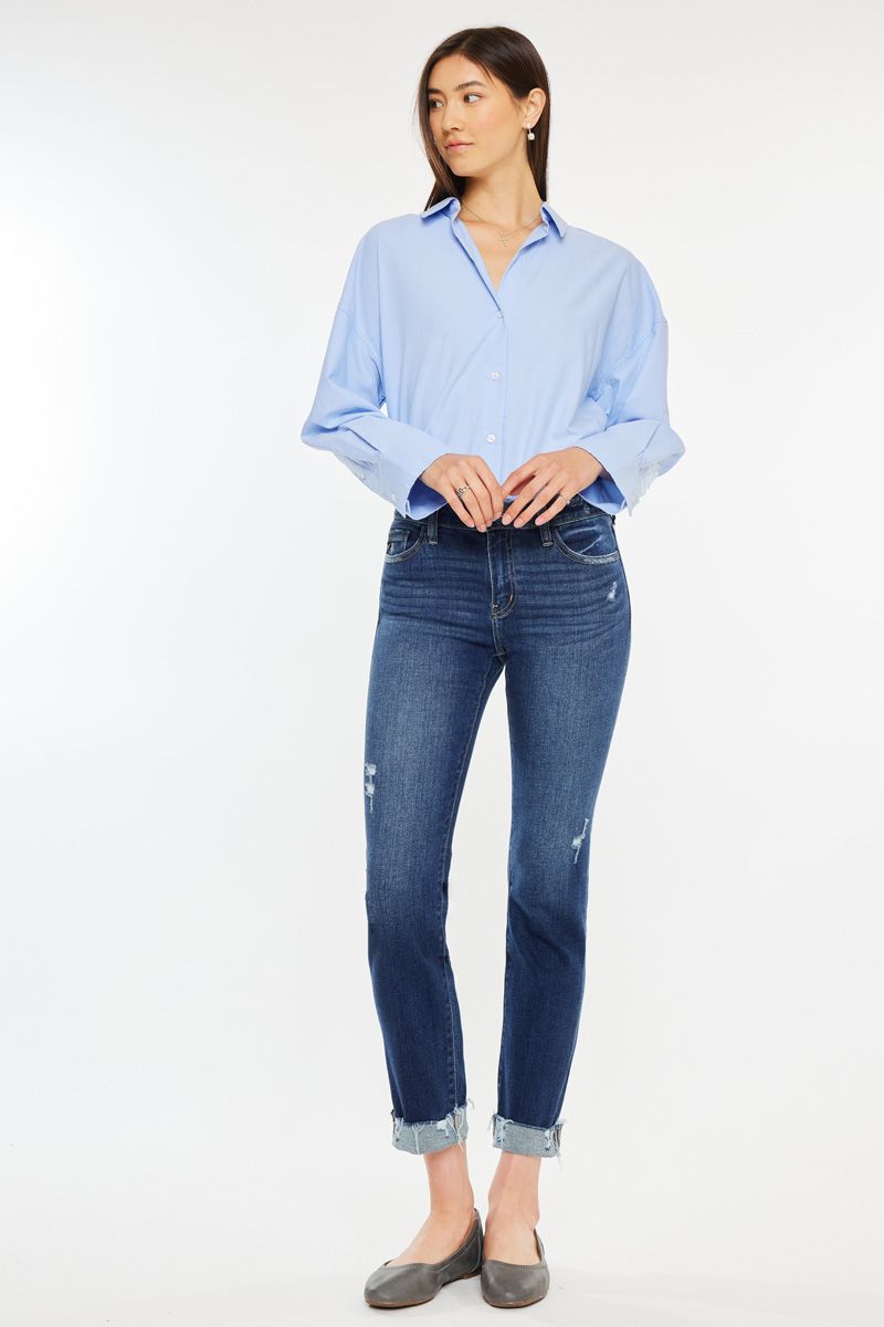 Kancan - Emely Mid Rise Slim Straight Leg Jeans - Essential, KC20062D - SaltTree