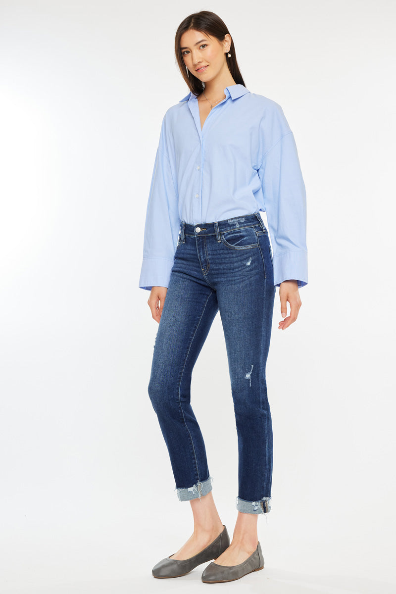 Kancan - Emely Mid Rise Slim Straight Leg Jeans - Essential, KC20062D - SaltTree