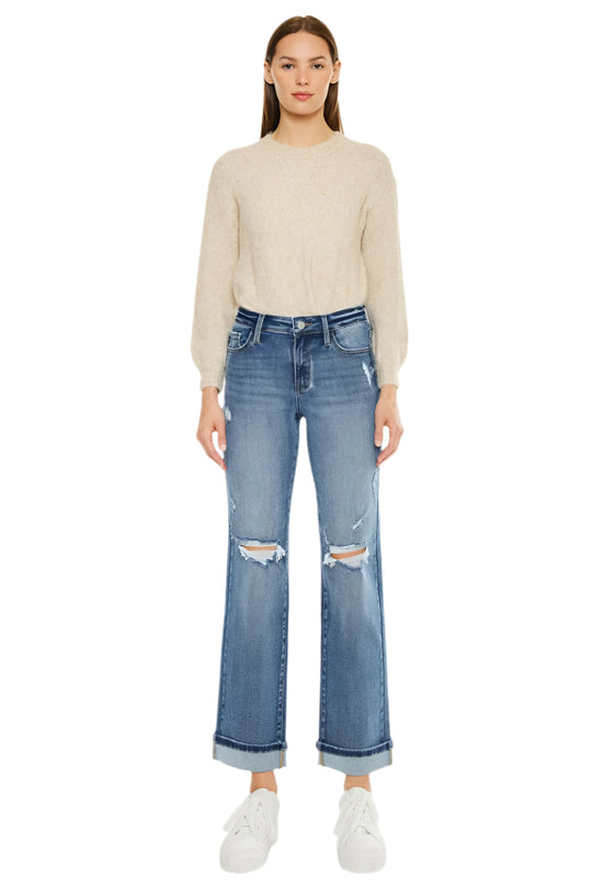 Kancan - Carrie Mid Rise True Straight Leg Jeans - Essential, KC20064M