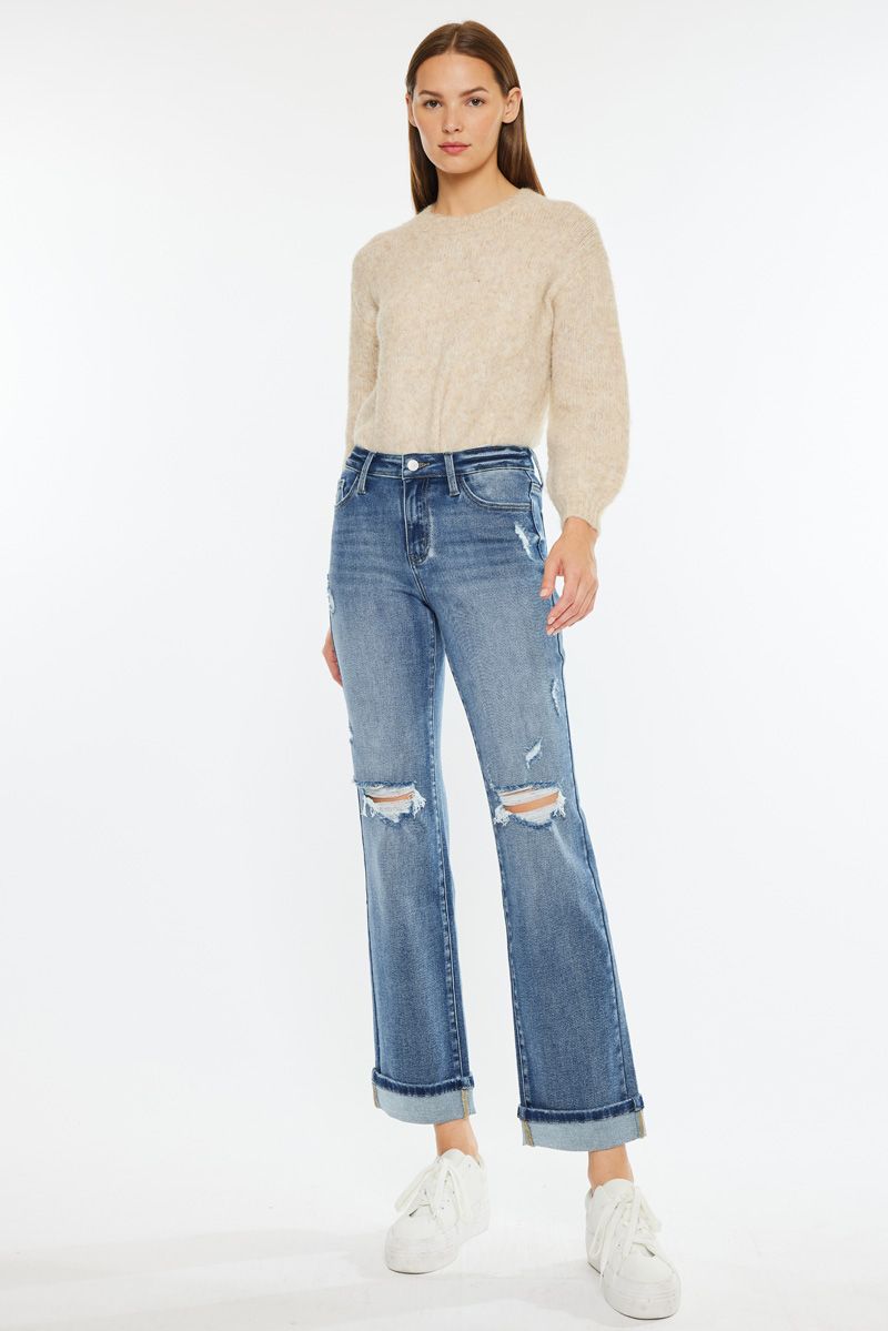 Kancan - Carrie Mid Rise True Straight Leg Jeans - Essential, KC20064M - SaltTree