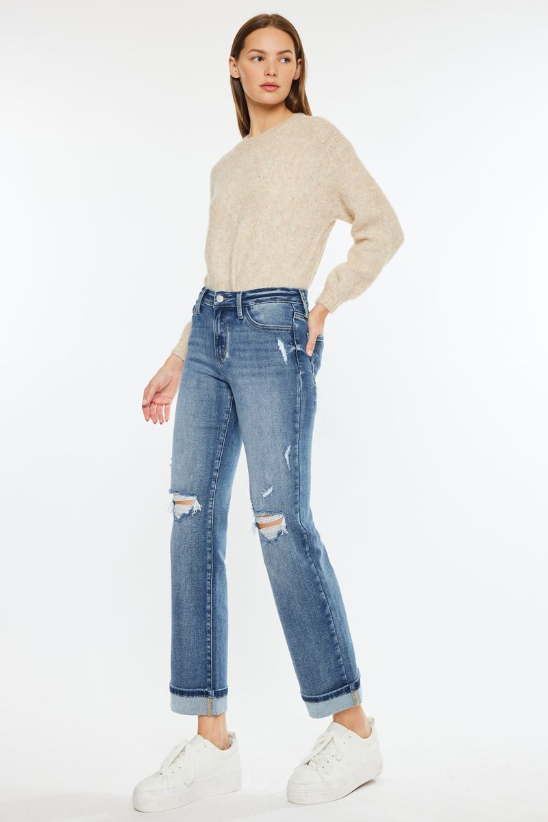 Kancan - Carrie Mid Rise True Straight Leg Jeans - Essential, KC20064M - SaltTree