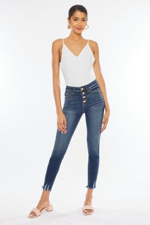 Kancan - Women's High Rise Distressed Super Skinny Jeans - KC9142D-NV