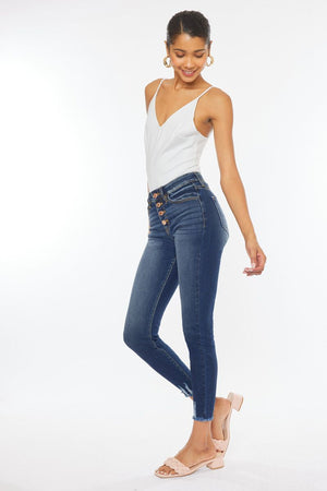 Kancan - Women's High Rise Distressed Super Skinny Jeans - KC9142D-NV
