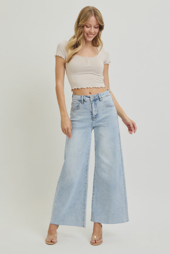 Risen Jean - High Rise Ankle Wide Palazzo Jeans - PWA21038L