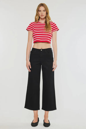 Kancan - Shea Essentials High Rise Cropped Wide Leg Jeans - KC20103BK