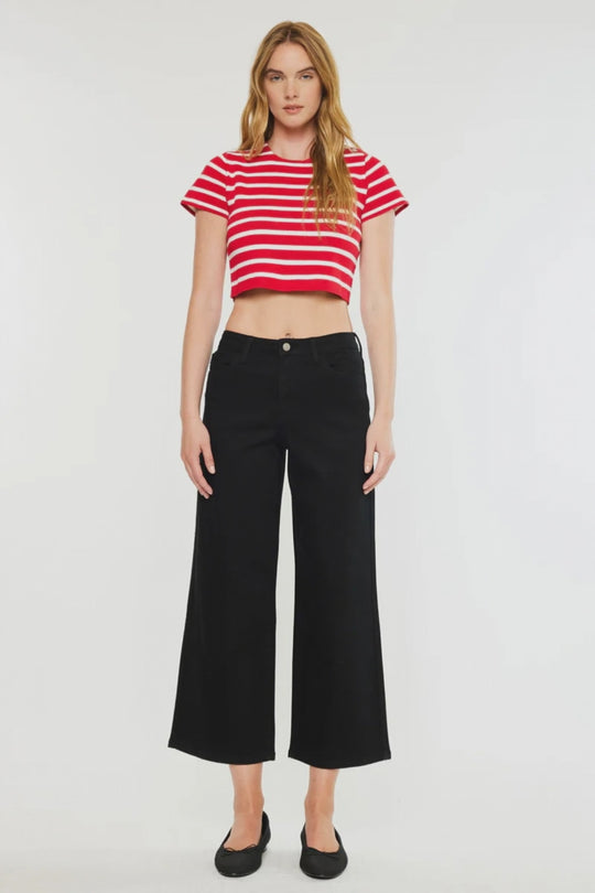 Kancan - Shea Essentials High Rise Cropped Wide Leg Jeans - KC20103BK