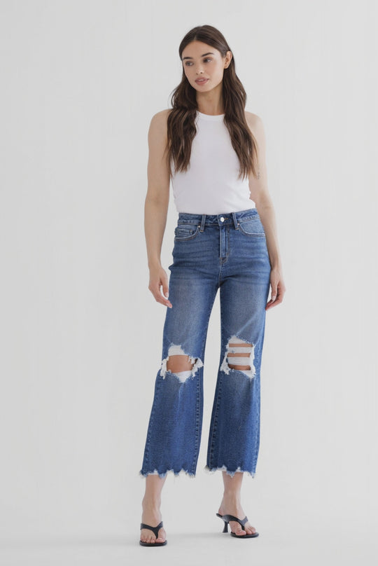 Mica Denim - 90's Vintage Crop Flare Jeans - MDP-F3048M
