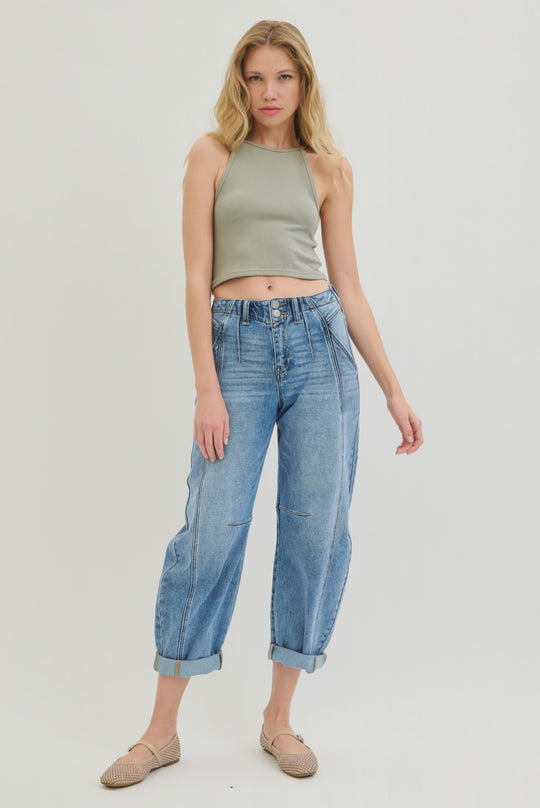 Risen Jeans - Slouchy Ankle Barrel Double Roll Up Jeans (25.5" / 28.5" Inseam) - PGA21178