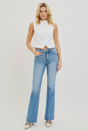 Risen Jeans - Mid-Rise Tummy Control 4-Way Stretch Flare Jeans (33" Inseam) - PF21652