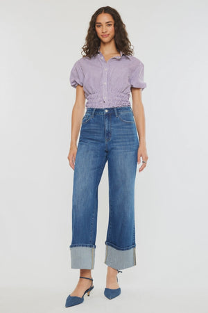 Kancan - Delia Essentials High Rise Crop Wide Leg Jeans - kc20091d