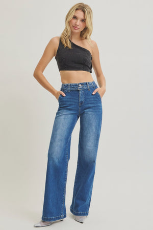 Risen Jeans - High Rise Wide Leg Belted Jeans - PW21361