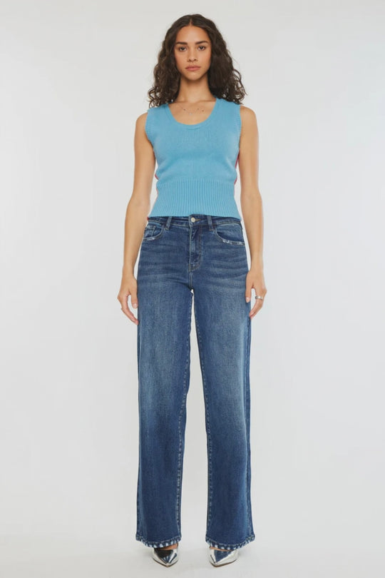 Kancan - Tiara High Rise Wide Leg Jeans - kc20106d