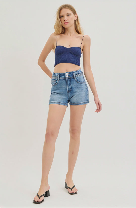Risen Jeans - Tummy Control High Rise Bow Detailed Shorts - RDS6378
