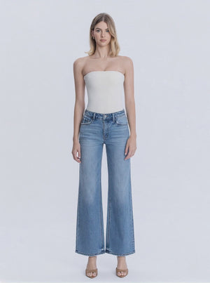 Vervet - High-Rise Medium Wash Full-Length Wide-Leg Jeans (32" Inseam) - T6184