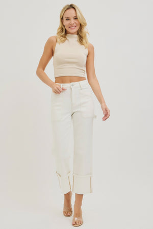 Risen Jeans - High Rise Straight Turn Up Cuffed Pants (27"-33" Inseam) - PW21412