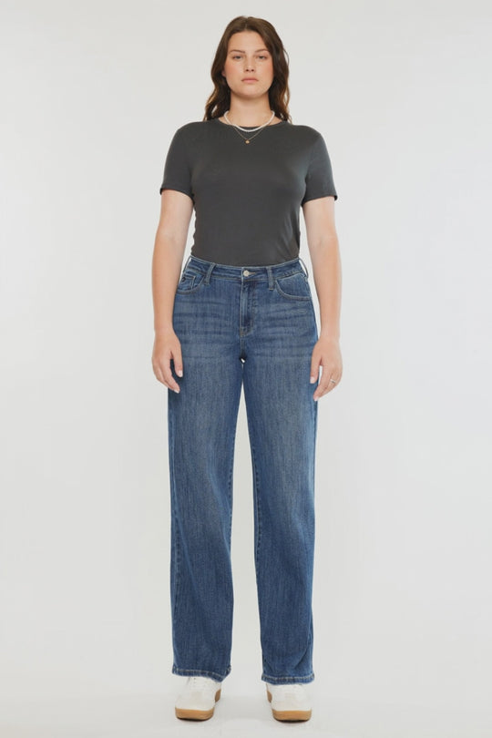 Kancan - Viola High Rise Wide Jeans - Curvy - kc20096mcv