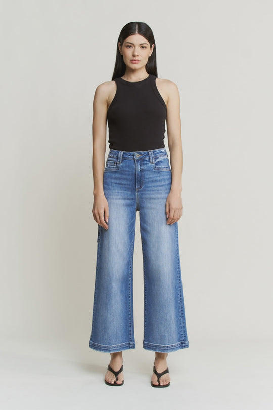 Mica Denim - Super High Wide Cropped Utility Jeans - MDP-W3519