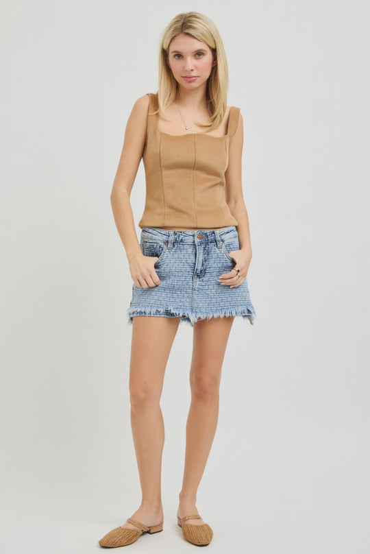 Risen Jeans - Low Rise Mess Junkyard Skort (3.5" Inseam / 11.5" Length) - RDS6406